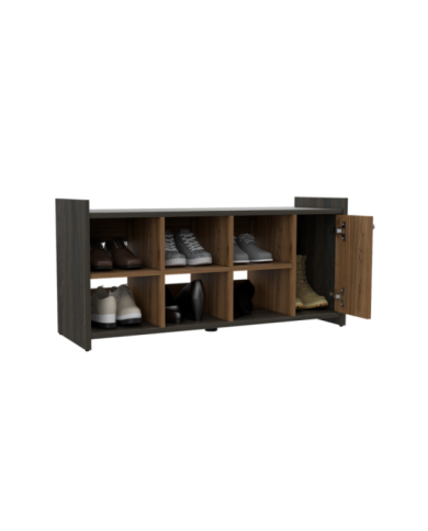 Zapatero Recibidor Z, Carbón y Castaño, con Un Entrepaño Fijo y Tres Divisiones