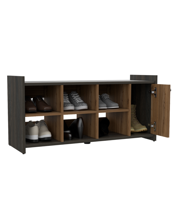 Zapatero Recibidor Z, Carbón y Castaño, con Un Entrepaño Fijo y Tres Divisiones
