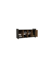 Zapatero Recibidor Z, Carbón y Castaño, con Un Entrepaño Fijo y Tres Divisiones