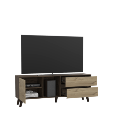 Mesa Para Tv Nashira, Chocolate y Café Claro, con Espacio Para Televisor de 60 Pulgadas