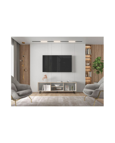 Mesa Para Tv Tunez Blanco y Café Claro Para Televisor Hasta 70 Pulgadas