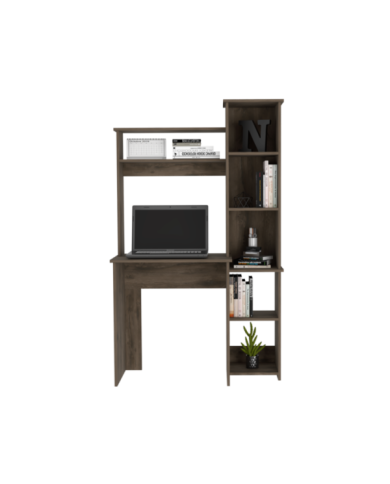 Escritorio Cerín, Nogal, con Seis Entrepaños y Gran Espacio de Almacenamiento    ZF