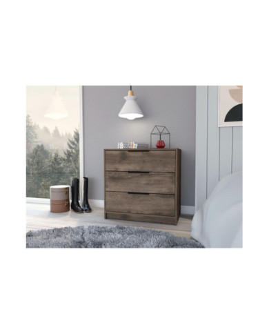 Organizador Wesley, Nogal, con Tres Cajones Organizadores y Manijas Metálicas ZF