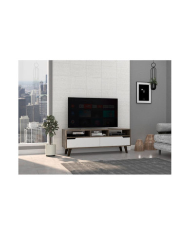 Mesa Para Tv Raichel, Nogal y Blanco, Para Televisor de 60 Pulgadas    ZF