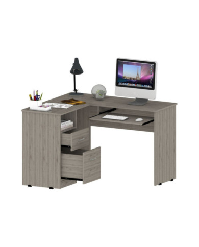 Escritorio En L Dallet, Humo, con Dos Cajones Deslizables   ZF