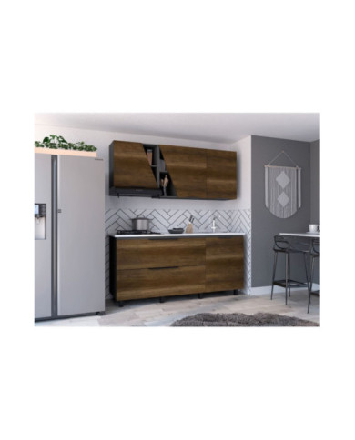 Cocina Integral Minox, Cobre y Plata Oscuro, Incluye Mesón Derecho  ZF