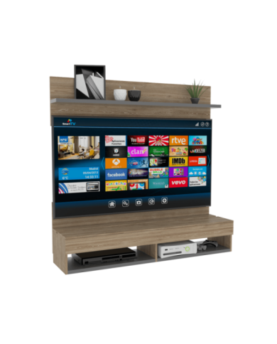 Panel de Tv Frello, Miel y Plata Oscuro, con Espacio Para Televisor de Hasta 60 Pulgadas