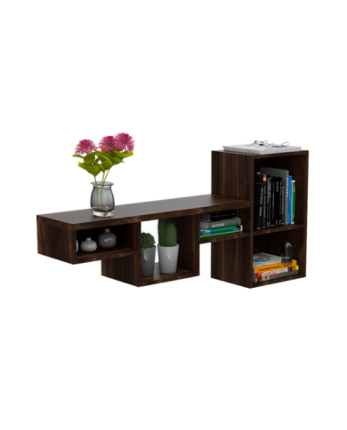 Repisa Frello, Caoba, de Cinco Espacios Para Ubicar Objetos