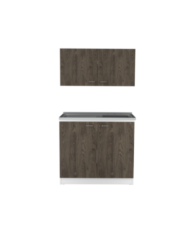 Cocina Integral Cantabria, Chocolate y Blanco Duqueza, con Varios Entrepaños, Incluye Mesón Derecho -NOVEDAD