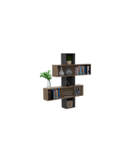 Repisa Frello, Miel y Plata Oscuro, con Múltiples Entrepaños Para Ubicar Objetos