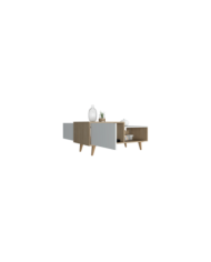 Estanteria de Baño Vicent, Plata Oscuro y Café Claro, con Dos Puertas Abatibles y Entrepaños