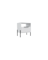 Mesa de Noche Wesley, Blanco Vainilla Y Gris Oscuro, Con Un Cajón Deslizable y Entrepaños