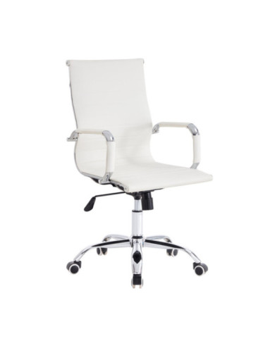Silla Oficina X-56W, Blanca, con Cómodo Espaldar y Rodachines