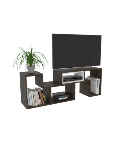 Mesa Para Tv Ascher, Chocolate y Blanco, con Espacio Para Televisor de Hasta 40 Pulgadas