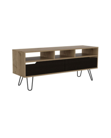 Mesa de Tv Chery, Café Claro y Wengue, con Puertas Abatibles y Patas de Acero Para Tv 60 Pulgadas Rst  ZF