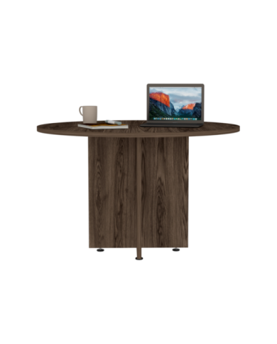 Mesa Redonda para oficina Concept, Chocolate, ideal para cuatro puertas